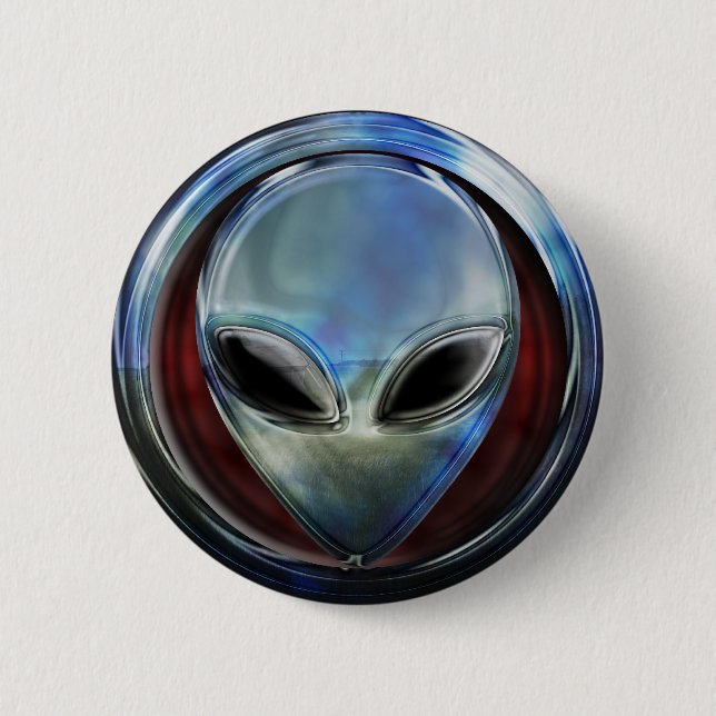 Badge Rond 5 Cm Bouton Tête Alien 03 en métal (Devant)