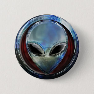 Badge Rond 5 Cm Bouton Tête Alien 03 en métal