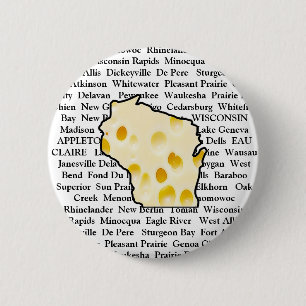 Badge Rond 5 Cm Bouton Tête de fromage des villes du Wisconsin