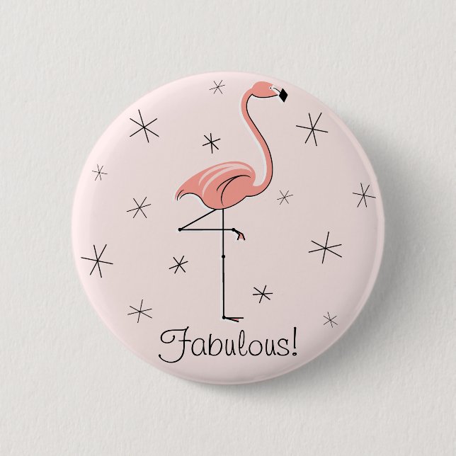 Badge Rond 5 Cm Bouton 'Texte' Rose Flamant (Devant)