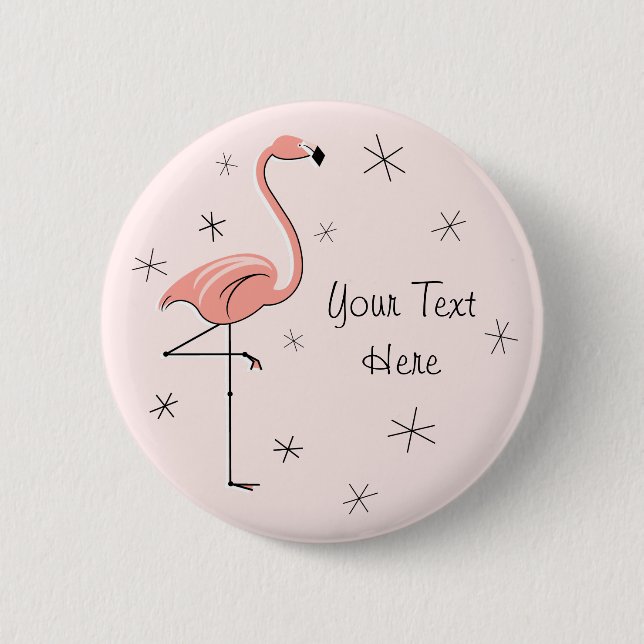 Badge Rond 5 Cm Bouton "Texte" rose Flamant rose (Devant)