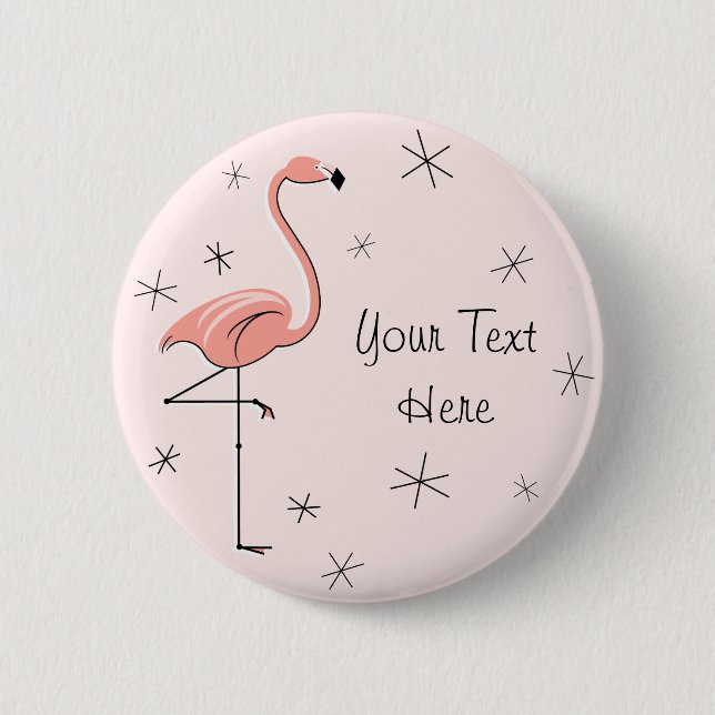 Badge Rond 5 Cm Bouton "Texte" rose Flamant rose (Devant)