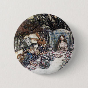 Badge Rond 5 Cm Bouton : Thé fou de chapelier - Alice au pays des