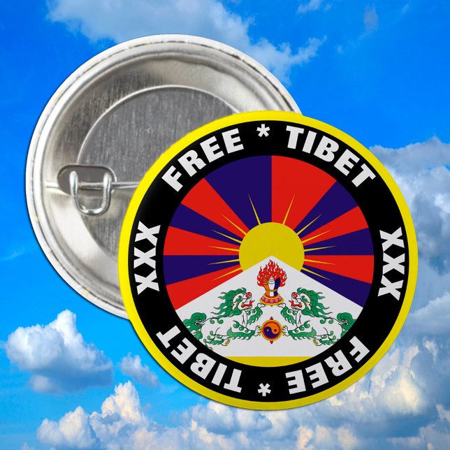 Badge Rond 5 Cm Bouton Tibet libre et drapeau (Créateur téléchargé)