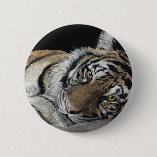 Badge Rond 5 Cm Bouton Tiger