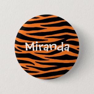 Badge Rond 5 Cm Bouton Tigre orange / Bouton Tigre zébrée