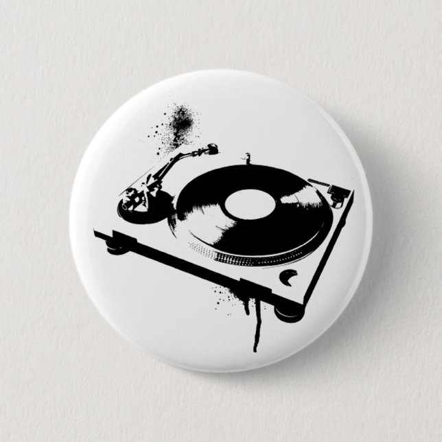 Badge Rond 5 Cm Bouton Tourne-disque DJ Deejay | Cadeaux de musiqu (Devant)