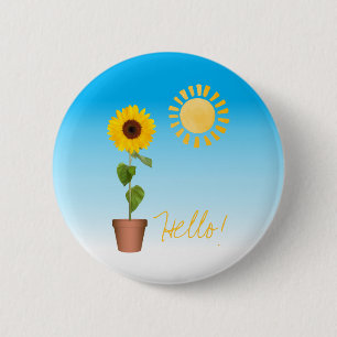 Badge Rond 5 Cm Bouton Tournesol