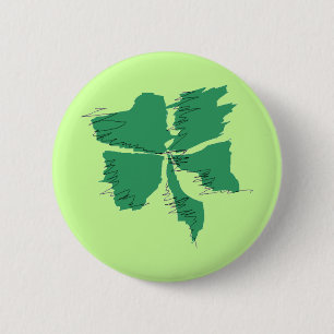 Badge Rond 5 Cm Bouton Trèfle Esquissé