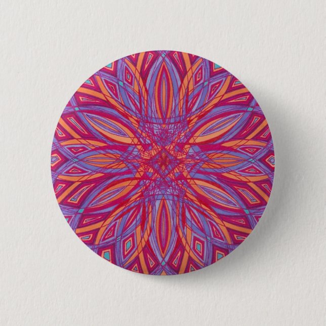 Badge Rond 5 Cm Bouton tri 5 idiots de mandala (Devant)