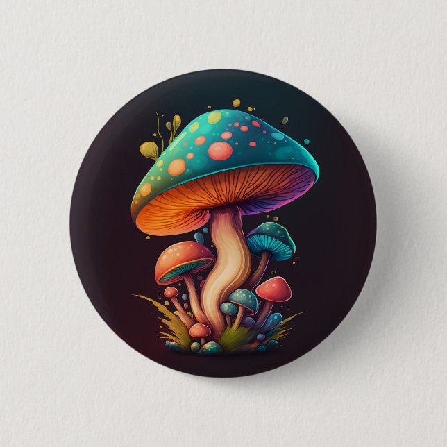 Badge Rond 5 Cm Bouton Trippy Blue Amanita Muscaria (Devant)