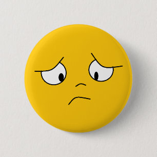 Badge Rond 5 Cm Bouton triste orange de visage de visage
