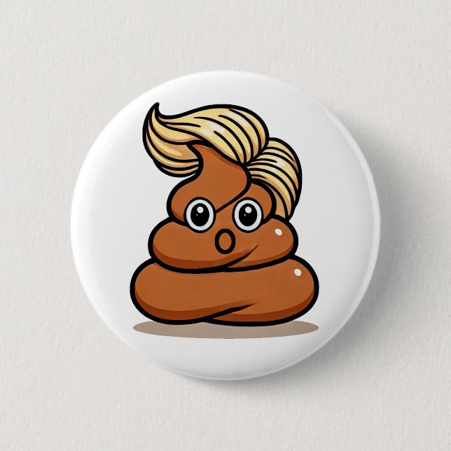 Badge Rond 5 Cm Bouton "TRUMP POOP EMOJI" (Devant)