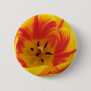 Badge Rond 5 Cm Bouton Tulipe Fiery