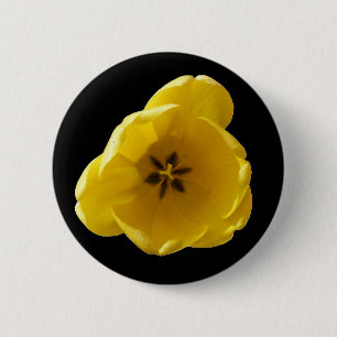 Badge Rond 5 Cm Bouton Tulipe Jaune