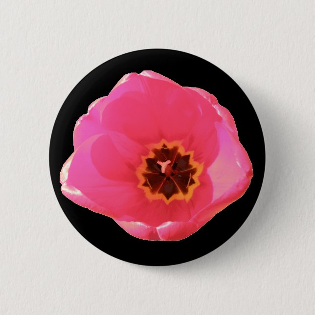 Badge Rond 5 Cm Bouton Tulipe rose (Devant)