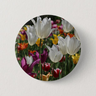 Badge Rond 5 Cm Bouton Tulipes