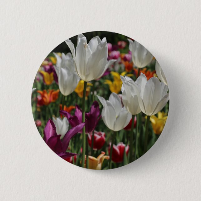 Badge Rond 5 Cm Bouton Tulipes (Devant)
