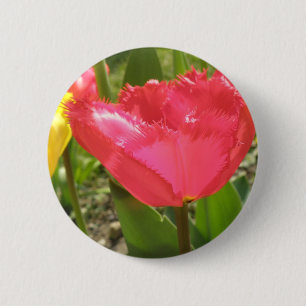 Badge Rond 5 Cm Bouton Tulipes frangées