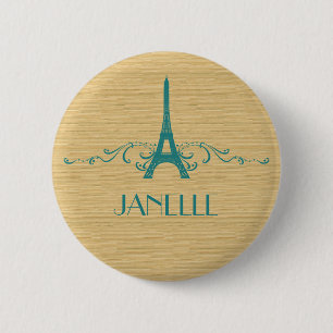 Badge Rond 5 Cm Bouton turquoise