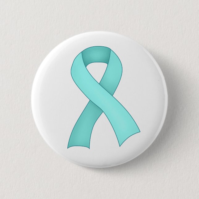 Badge Rond 5 Cm Bouton turquoise 0001 de ruban de conscience (Devant)