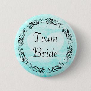 Badge Rond 5 Cm Bouton turquoise assez floral de jeune mariée