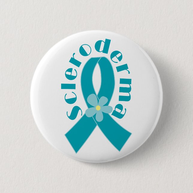 Badge Rond 5 Cm Bouton turquoise de ruban de conscience de (Devant)