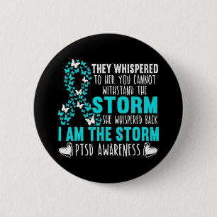 Badge Rond 5 Cm Bouton turquoise Ruban Le Storm Warrier Ptsd Aware