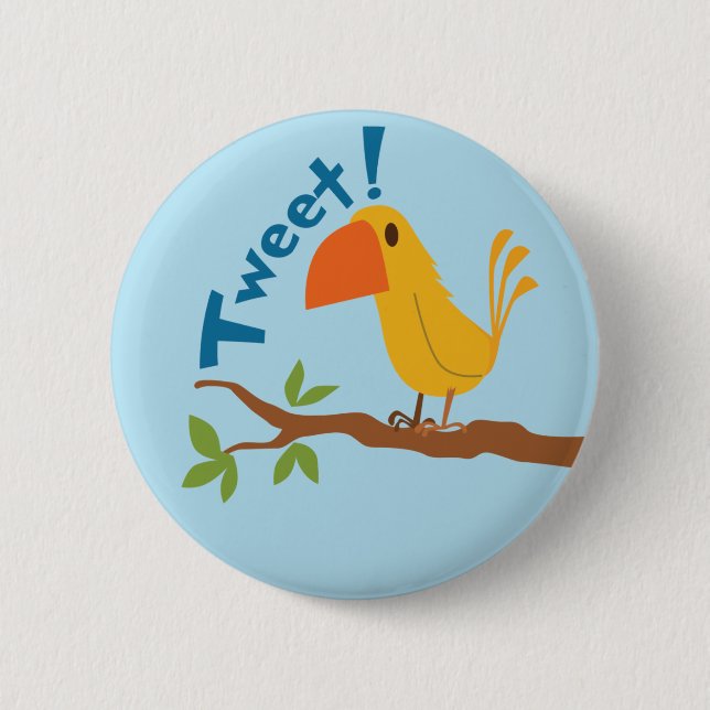 Badge Rond 5 Cm Bouton Tweet Bird (Devant)
