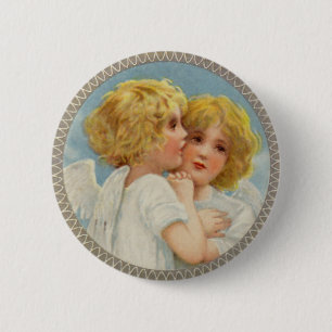 Badge Rond 5 Cm Bouton Twin Angels