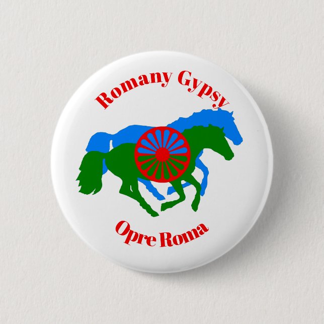 Badge Rond 5 Cm Bouton Tzigane Romani Opre Roma (Devant)