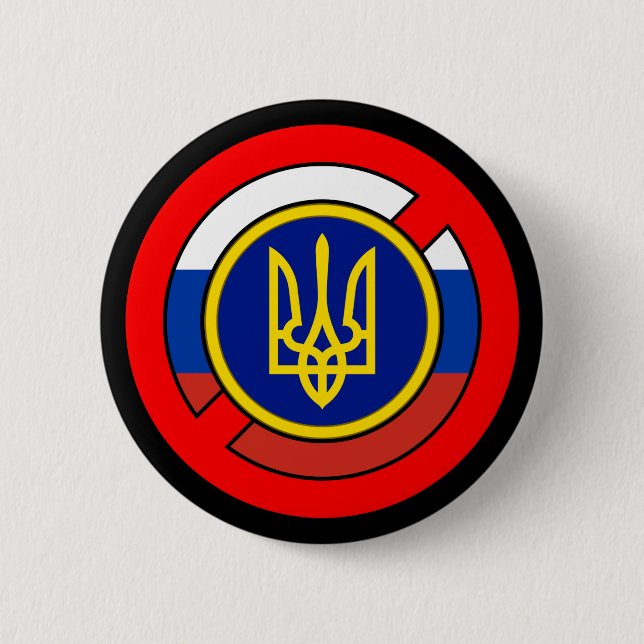 Badge Rond 5 Cm Bouton Ukraine - Pas Russie (Devant)