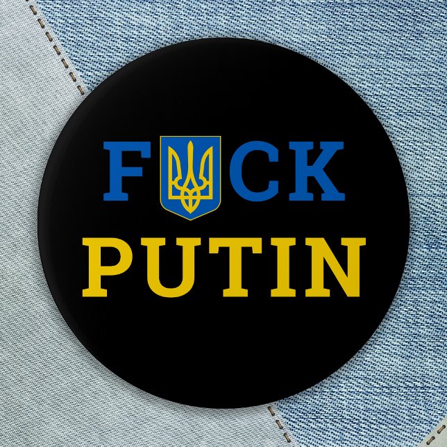 Badge Rond 5 Cm Bouton ukrainien de soutien de Puck Futin Ukraine (Créateur téléchargé)