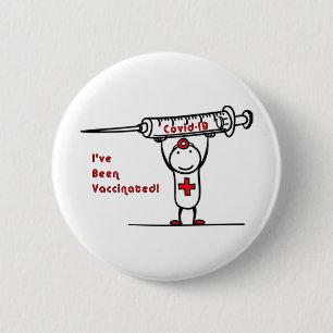 Badge Rond 5 Cm Bouton vacciné contre le virus Covid-19