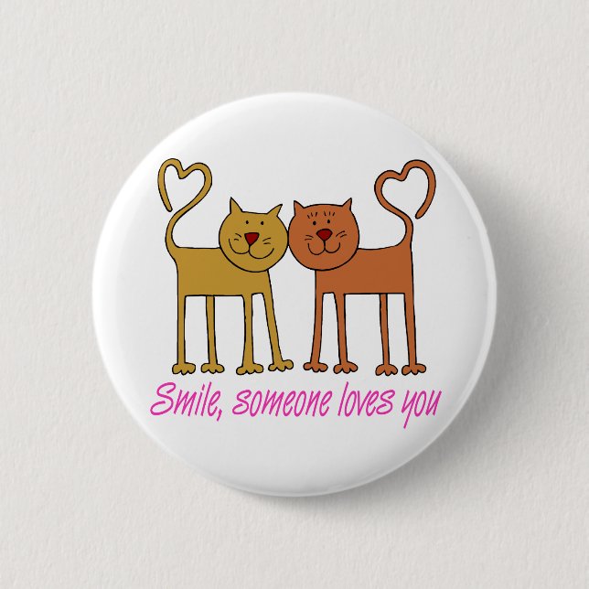 Badge Rond 5 Cm Bouton Valentine Chats In Love (Devant)