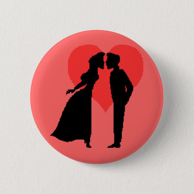 Badge Rond 5 Cm Bouton Valentine Couple (Devant)