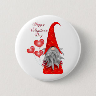 Badge Rond 5 Cm Bouton Valentine Gnome
