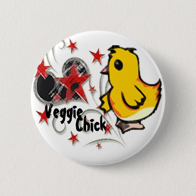Badge Rond 5 Cm Bouton végétarien de poussin (Devant)