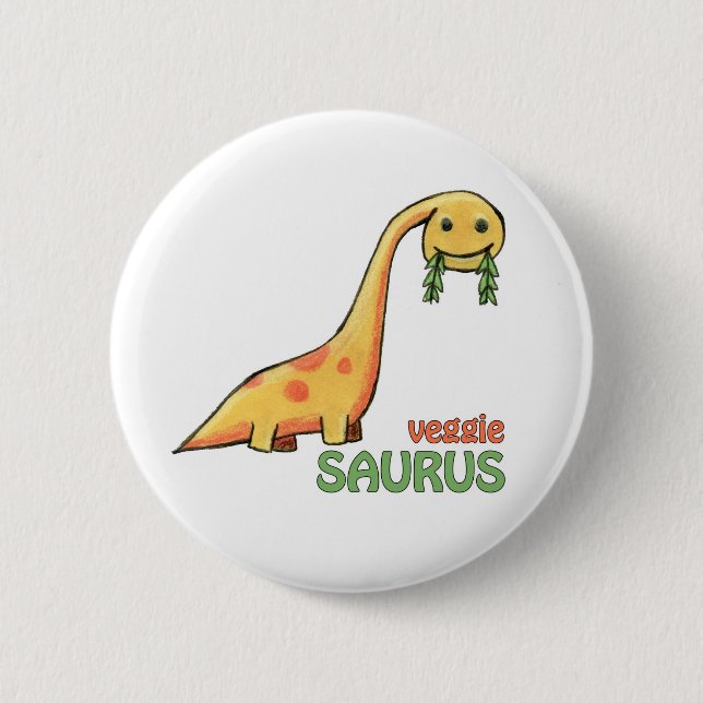 Badge Rond 5 Cm Bouton végétarien de Saurus (Devant)