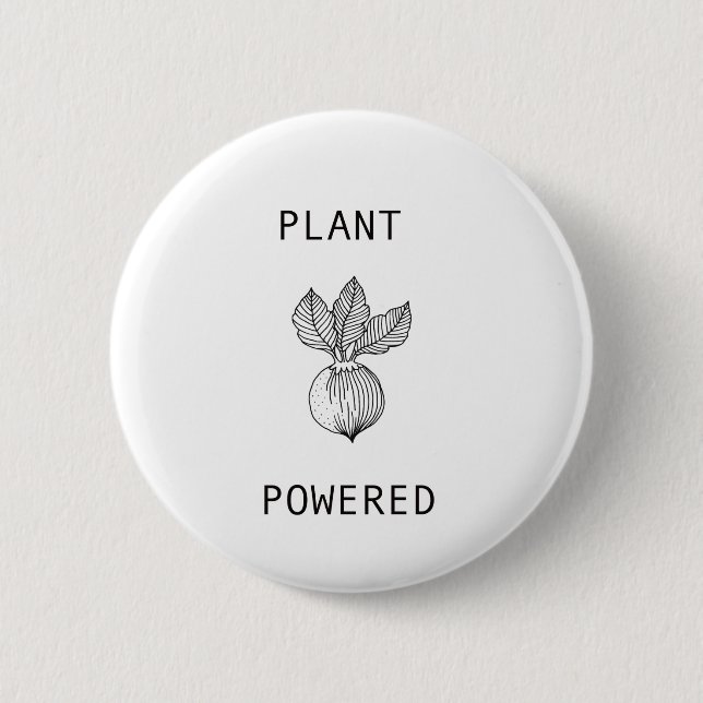 Badge Rond 5 Cm Bouton végétarien végétalien actionné par plante (Devant)