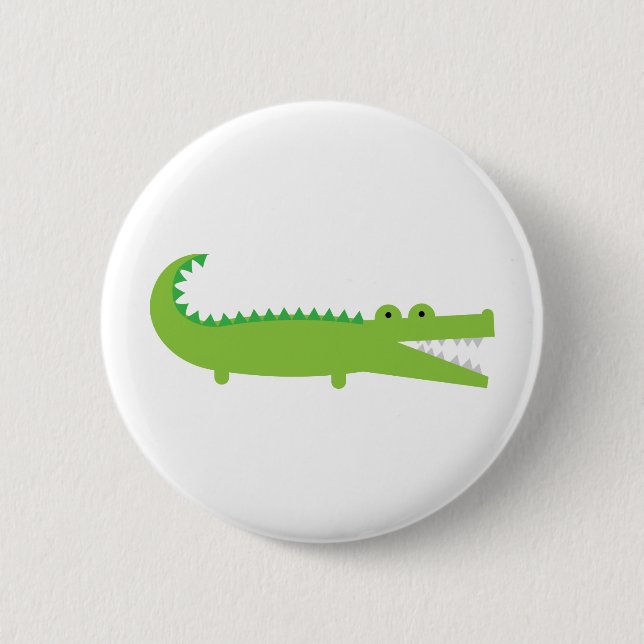 Badge Rond 5 Cm Bouton vert d'alligator (Devant)