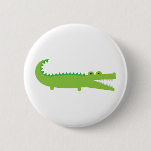 Badge Rond 5 Cm Bouton vert d'alligator