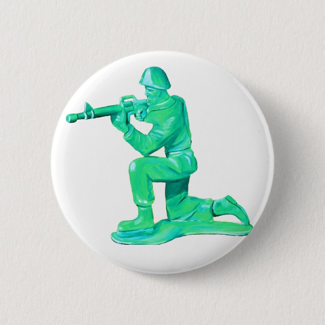 Badge Rond 5 Cm Bouton vert d'homme d'armée (Devant)