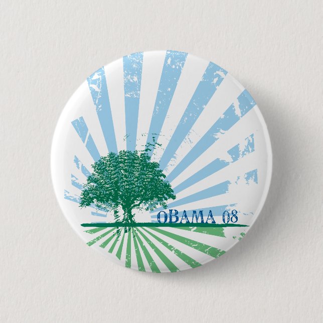 Badge Rond 5 Cm Bouton vert d'Obama (Devant)