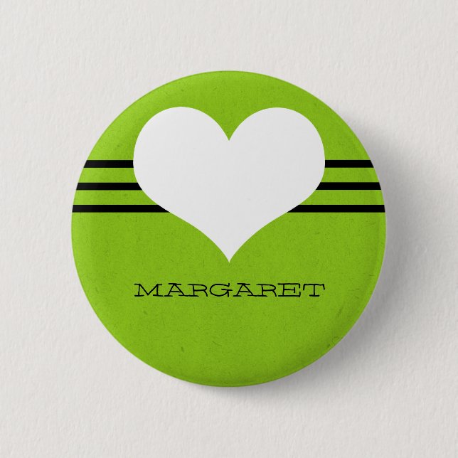 Badge Rond 5 Cm Bouton Vert du coeur moderne (Devant)