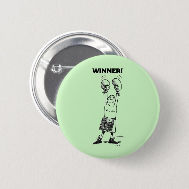 Badge Rond 5 Cm Bouton vert gagnant (Devant & derrière)