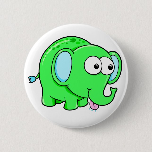 Badge Rond 5 Cm Bouton vert mignon d'éléphant (Devant)