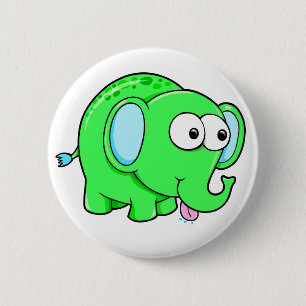 Badge Rond 5 Cm Bouton vert mignon d'éléphant