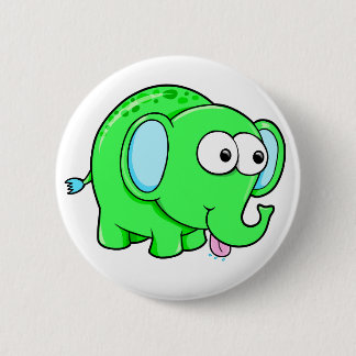 Badge Rond 5 Cm Bouton vert mignon d'éléphant