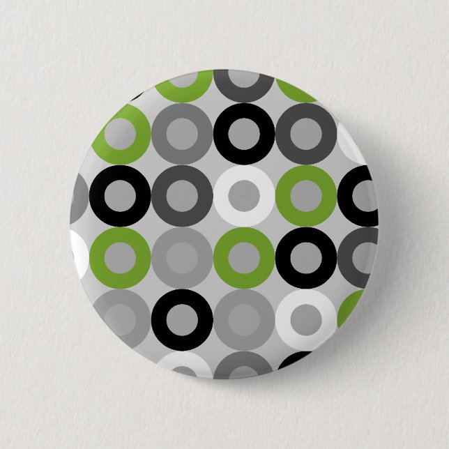 Badge Rond 5 Cm Bouton vert, noir et blanc moderne (Devant)